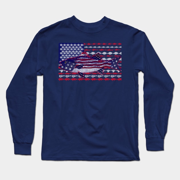 American bass flag Long Sleeve T-Shirt by Hook Ink